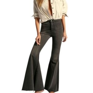Free People Float On By  Black Denim Bellbottom High-Rise Jeans